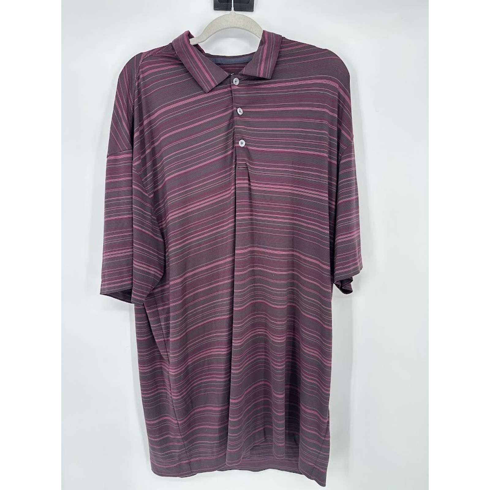 Nike Golf Polo Shirt Men Xl Black Pink Striped Performance Short Sleeve Office